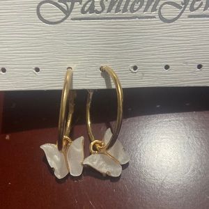 white butterfly earrings